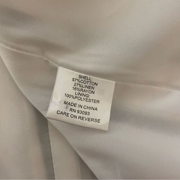 Tyler Boe Ruched Sleeve Linen Cotton Blend Single Button Blazer Navy White Sz 4 - Picture 7 of 7